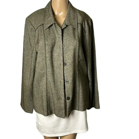 Y2K, LINDOR blazer,women size  12. Green/grey,hi-lo,button closure,shirt collar, - Picture 3 of 16